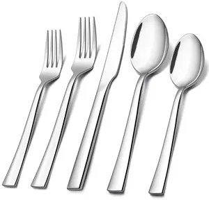 60-टुकड़ा चांदी के बर्तन सेट, स्टेनलेस स्टील Flatware सेट 12 के लिए सेवा, tableware के लिए कटलरी सेट घर रेस्तरां पार्टी