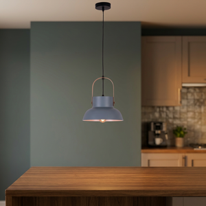 Suspension ronde en laiton standard AK en métal fini gris avec poignée pour décoration de maison et de restaurant - Product Image 1