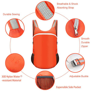 Wholesale Customized Logo Unisex <b>Lightweight</b> Waterproof Foldable Outdoor Sports <b>Backpack</b> Large Capacity Polyester - Product Image 3