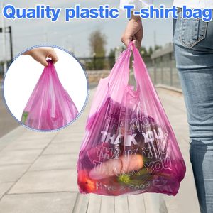 Plastic Shopping <b>Bags</b> 11x6x21 Inch With Handles Thank You Design Colorful Bulk Grocery T-Shirt <b>Bags</b> Medium Size - Product Image 5