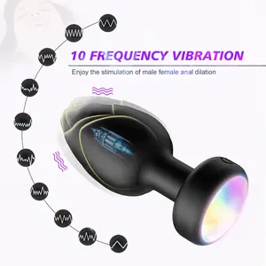 CY Adulto Produtos Atacado 10 Freqüência Controle Remoto Sem Fio Silicone Anal Vibrador Led Luzes Plug Anal Para Homens