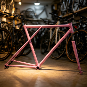 Vélo de route vintage Worldcycle HL20CRMO 26 pouces rose brillant en acier Cr-Mo, cadre et fourche à pignon fixe, avec logo couleur personnalisé - Product Image 6