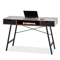 Table d'ordinateur minimaliste et moderne en métal avec 2 tiroirs de rangement pour les espaces de travail.