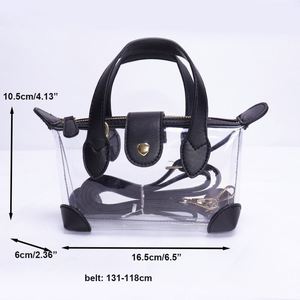 Sac messager portable personnalisé pour femme, étanche avec fermeture éclair, en PVC transparent rose, mini sac fourre-tout, sac à bandoulière tendance pour voyage - Product Image 6