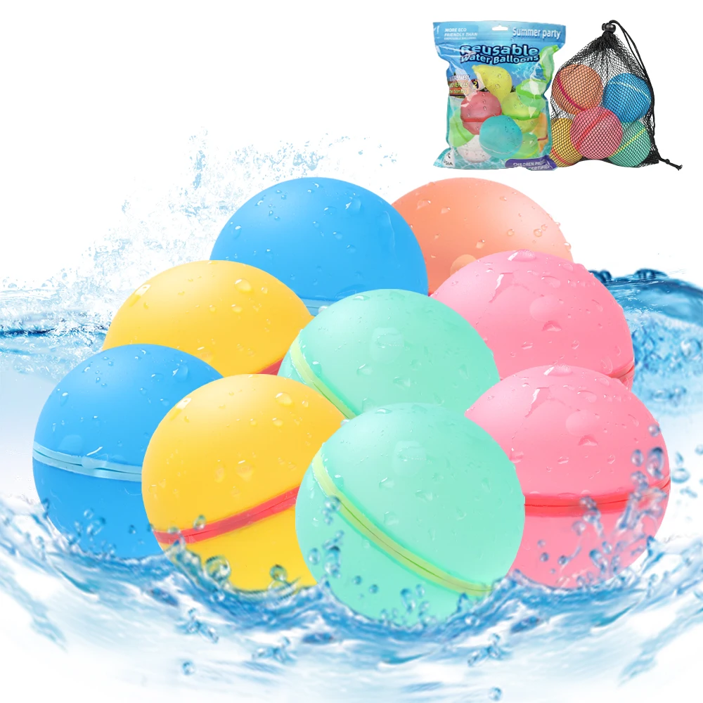 Tadatu 8 Pack Magnetic Water Bombs Silicone Self Sealing Refillable Reusable Water Bomb Balloons For Kids Summer Pool Beach Fun