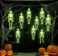 Ensemble de 8 mini-squelettes phosphorescents pour déguisement, accessoires de scène hantée, décoration suspendue pour Halloween, maison et jardin