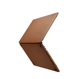 Capa protetora de couro real para macbook, venda quente, série de couro tecido, atacado, capa marrom para estojo de macbook, 13 polegadas