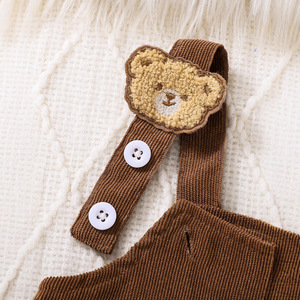 Conjunto de Ropa de 2 Piezas para Bebés Niñas, 100% Algodón, Body con Estampado Floral, Falda de Pana, Transpirable, para Primavera y Otoño - Product Image 3