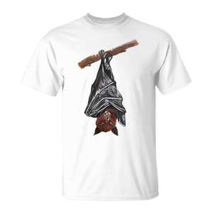 Camiseta con estampado de murciélago de acuarela, diseño con estampado animal, talla unisex para adultos - Product Image 1