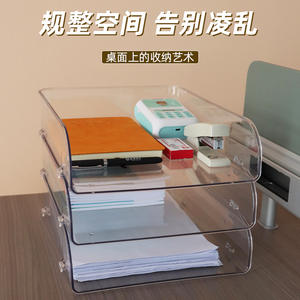 Metal Desktop Shelving Unit with Multi-Tiered <b>Desk</b> Storage Rack Office <b>Desk</b> <b>Shelf</b> for Tiered Folder Display Durable PET Material - Product Image 4