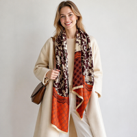Écharpe Jacquard Vintage Femme Motif Arbre, Châle Épais Double Face à Franges, Chaud Automne Hiver, Multicolore, Accessoire de Mode Cadeau