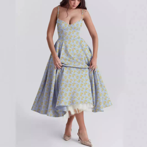 <span class=keywords><strong>Vestido</strong></span> de <span class=keywords><strong>Princesa</strong></span> Vintage de Alta Gama Europeo/Americano Verano 2026, Translúcido, Sin Cuello, con Malla Francesa y Doble Capa - Product Image 1
