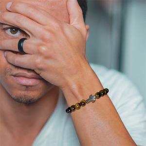 Nouveauté transfrontalière Bracelet religieux en hématite pour homme, œil de tigre, extensible, fait main - Product Image 4