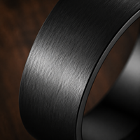 Bague JLM 8 mm en acier inoxydable noir mat, style minimaliste en arc, brossée, unisexe, bande éternelle, ajustement confortable, finition polie haute brillance