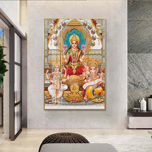 Indian Hindu Colorful Crystal <strong>Painting</strong> Wall Decoration Living Room <strong>Buddha</strong> Statue Wall Art with <strong>Canvas</strong> and Frame Wall <strong>Painting</strong> - Product Image 1