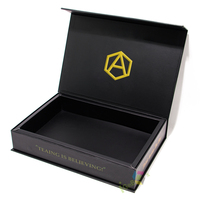 Caja de perfume de regalo magnética de papel negro de lujo, caja de embalaje de maquillaje para cuidado de la piel, caja de embalaje cosmético