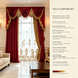 <span class=keywords><strong>Tende</strong></span> in Velluto Rosso Reale Yun Zhu con Ricami Dorati, Drappeggi e Mantovane per Villa, Mansion, <span class=keywords><strong>Sala</strong></span> - Set di Lusso per Arredamento - Product Image 2