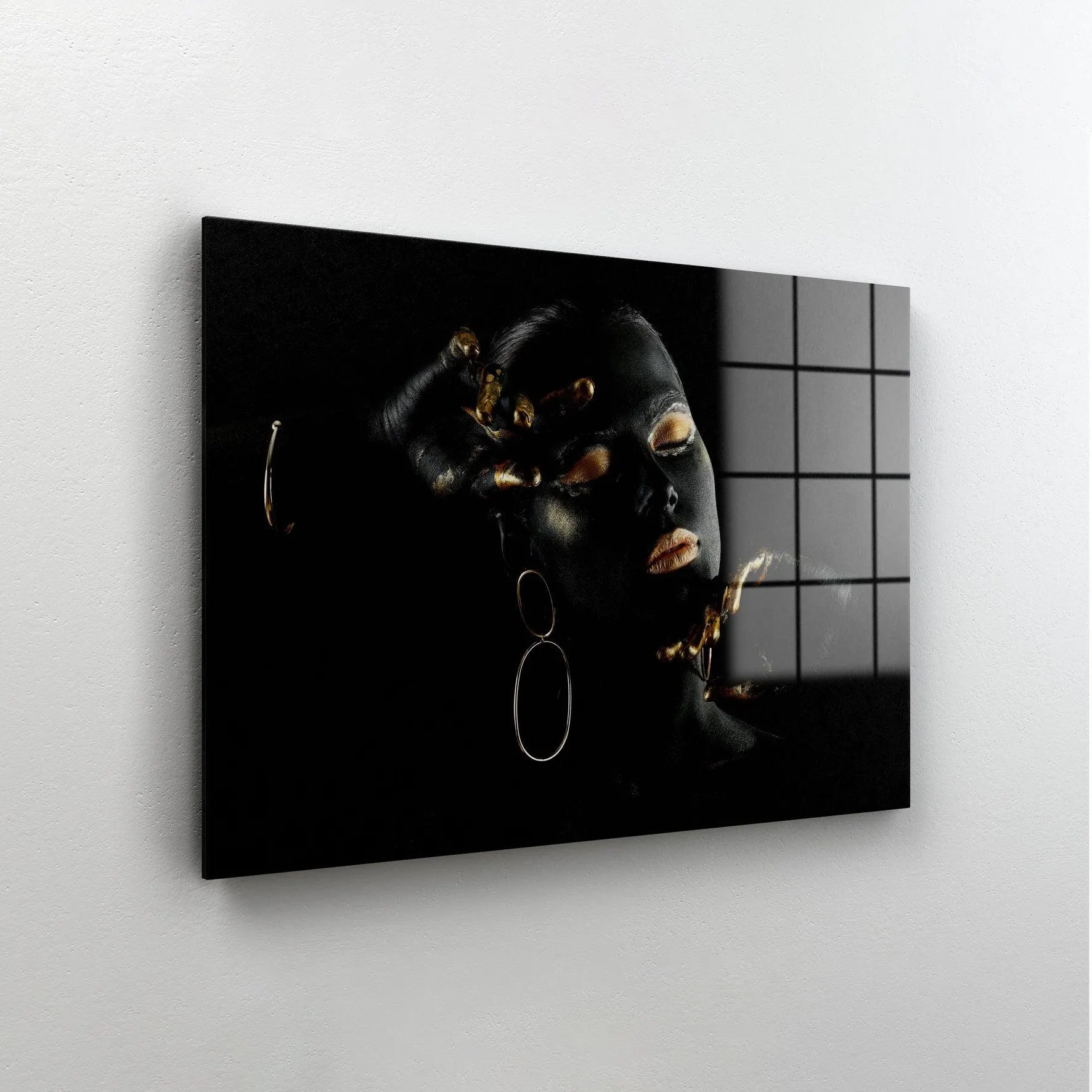 Schwarz gold afrikanische Frau Wand dekoration Frau Kunst Mode Wand kunst Mode Malerei von Glas Dekor für Zuhause