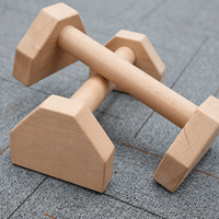 TOPTONS Supports de pompes en bois de hêtre avec conception stable en U - Ensemble d'entraînement réglable à double barre pour le fitness et l'usage domestique