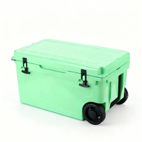 Glacière isotherme à roulettes 55L, double compartiment, LLDPE PU, glacière thermique portable, chariot pour le camping en plein air, la pêche, les pique-niques