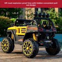 Mobil Listrik Plastik Empat Roda Off-Road dengan Remote Control, Kendaraan Mainan Isi Ulang untuk Anak Laki-laki Perempuan, Dua Anak