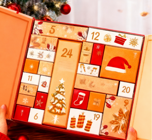 Cajas Rígidas de <span class=keywords><strong>Papel</strong></span> Recubierto con Materiales Reciclados, Venta al por Mayor, Caja de Calendario de Adviento Navideño, Impresión en Lámina Dorada, Logotipo Personalizado, Vela - Product Image 5