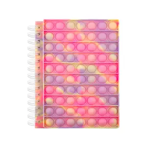 New Trend Hot Sale Colorful Bubble Spiral Notebook Twin-Wire Binding Silicone Push Pop Notebook for Kids Pop Notebook