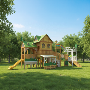 <span class=keywords><strong>KAILANG</strong></span> KLM18401 Aire de jeux pour enfants respectueuse de l'environnement, cabane forestière de luxe en bois avec toboggan, pour jardin extérieur - Product Image 2