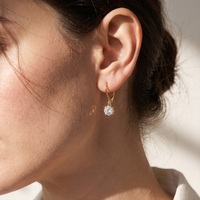 Boucles d'oreilles pendantes en argent sterling 925 avec fermoir à levier, zircone cubique ronde 8A, solitaires faites à la main, bijoux fins pour femmes