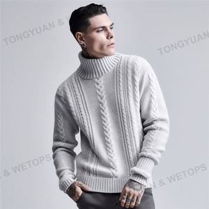 Wholesale Custom Turtleneck Oversized <strong>Men's</strong> <strong>Cable</strong> <strong>Chunky</strong> Wool <strong>Knit</strong> <strong>Jumper</strong> Sweaters - Product Image 3
