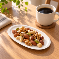 Assiettes en papier jetables ovales épaissies, biodégradables, compostables, résistantes à l'eau, compatibles congélateur et micro-ondes, OEM ODM, MOQ personnalisé