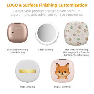 <span class=keywords><strong>Miroir</strong></span> de maquillage de poche avec logo personnalisé argenté mignon en vrac grossissement 1X 3X blanc compact cadeau personnalisé de voyage avec lumières - Product Image 4