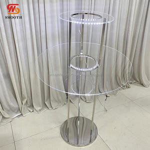 Exhibidores de Flores Metálicos de Doble Capa, Modernos, de Alta Venta al por Mayor, en Color Plateado/Personalizado, para Decoración de Bodas, Fiestas y Banquetes - Product Image 6