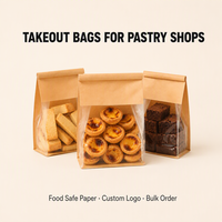 Sacs en papier kraft pour tartelettes aux œufs et brownies avec fenêtre transparente frontale, fermeture à lien métallique, fond plat, emballage de boulangerie, impression de logo personnalisée, vente en gros
