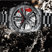 Montre Homme Sportive de Haute Qualité, Design Unique 3D, Cadran Noir, Étanche, Style Jantes de Voiture, Montre à Quartz Horme Relogio Masculino