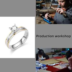 2024 di alta qualità doppio colore misto acciaio inossidabile promessa anelli Non appannanti Zirconia oro alla moda gioielli di fidanzamento per - Product Image 6