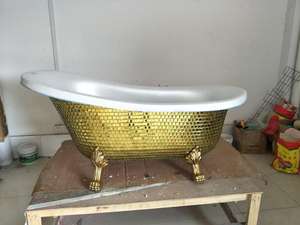 <span class=keywords><strong>Baignoire</strong></span> italienne autoportante ovale en acrylique avec contour en mosaïque, petite <span class=keywords><strong>baignoire</strong></span> en acrylique - Product Image 3