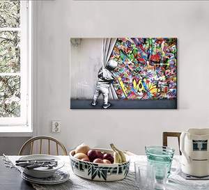 Jiekai Venta caliente de fábrica al por mayor Banksy impresión colorida Banksy lienzo Graffiti Arte de la pared Decoración Pop Art lienzo pintura - Product Image 4