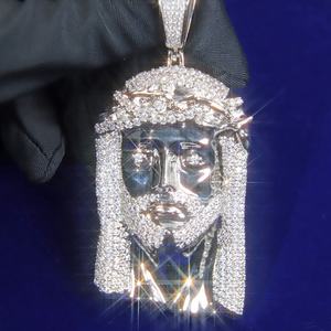 Pendentif Jésus en moissanite en vente chaude, bijoux fins, argent 925, diamant, pendentif hip hop pour collier, pendentif Jésus en moissanite VVS - Product Image 2