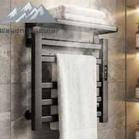 Sèche-serviettes électrique chauffant Wayon Luxury Smart, noir mat, avec minuterie LED et étagère pour salle de bain moderne