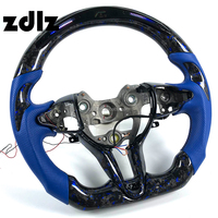 Volant de voiture personnalisé en cuir perforé bleu avec LED et fibre de carbone forgée pour Hyundai I30N I20N Elantra