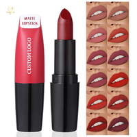 Rouge à lèvres mat en velours soyeux et mat cosmétique durable imperméable et durable OEM vente en gros de rouge à lèvres antiadhésif sans cruauté