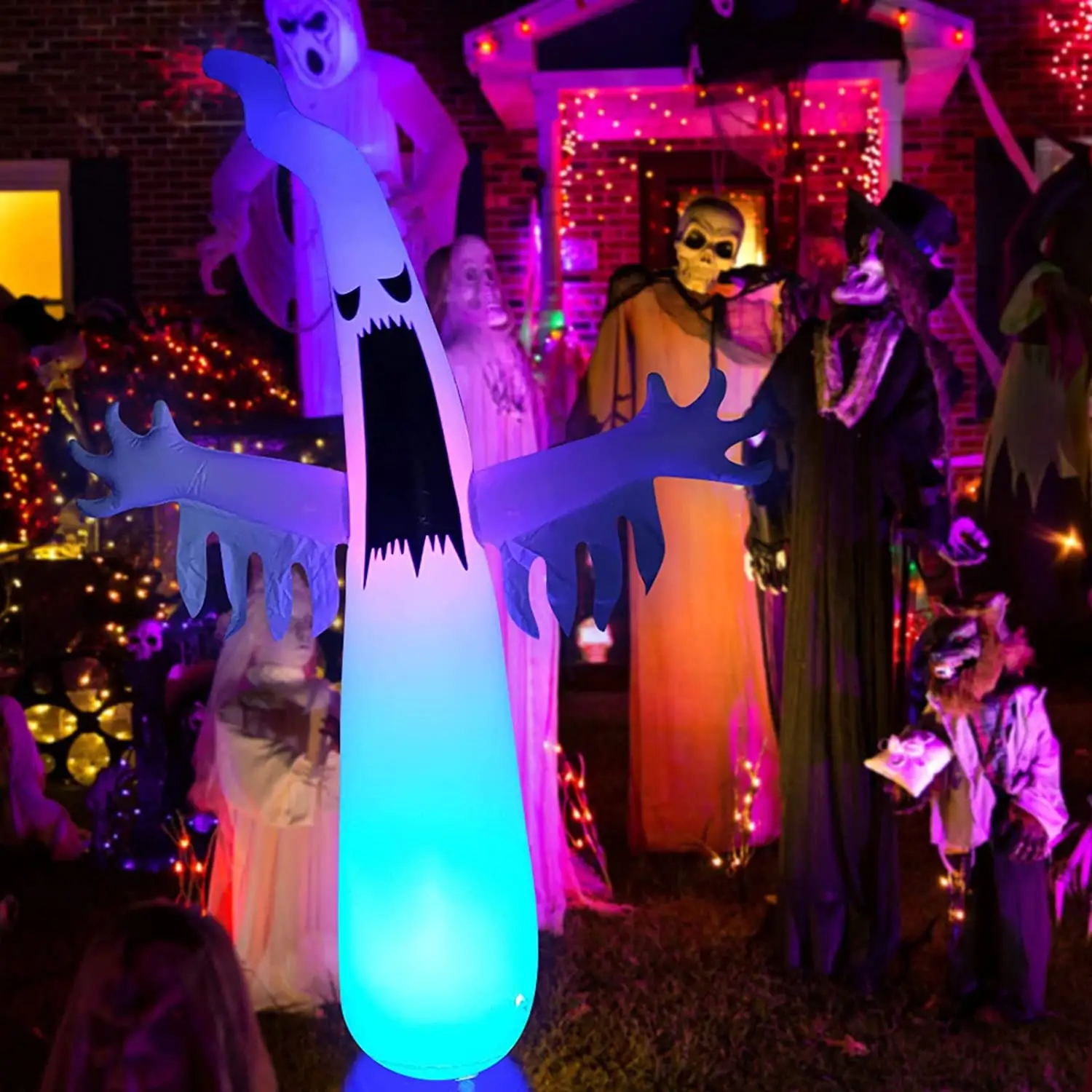 Festivali olay parti malzemeleri korku cadılar bayramı noel baskı ürün kalıp parlayan beyaz hayalet