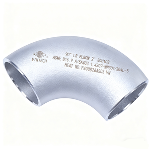 Coudière à long rayon VINTECH en acier inoxydable Vietnam 90 degrés, raccord de tuyauterie à souder bout à bout ASME B16.9 A/SA403 304/304L 316/316L Lisse - Product Image 1