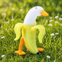 Vente en gros d'usine : Sculpture d'art Murano, Figurine d'animal en verre Canard Jaune, Décoration d'intérieur