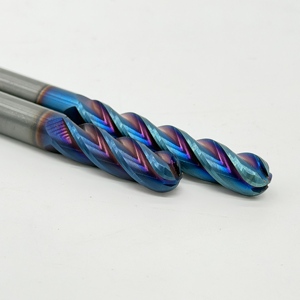 Fraise à bout sphérique DLCC HRC65 4F en carbure de tungstène, fraise à queue en carbure de tungstène pour usinage CNC, fraise à revêtement AlTiN, OEM - Product Image 1