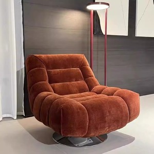 Fauteuil pivotant scandinave minimaliste en velours, fauteuil simple pour salon, chambre, balcon, siège de détente - Product Image 2