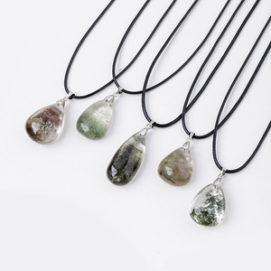 Collier en cristal de quartz avec pendentif fantôme coloré, pierre naturelle, goutte <span class=keywords><strong>d</strong></span>'<span class=keywords><strong>eau</strong></span>, énergie, vente en gros - Product Image 1