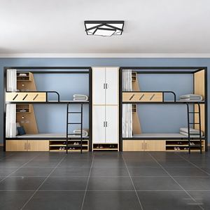 Cama litera de acero y madera de alta calidad con estructura de hierro para dormitorio, hospital, personal de hotel, albergue juvenil, apartamento, dormitorio, cama metálica - Product Image 6