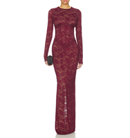Vestido de Fiesta Casual Otoñal para Mujer, Estilo Dulce y Moderno, Sexy, con Cuello Abierto, Tirante Único, Corte Regular, Encaje, Manga Larga, Lentejuelas Florales